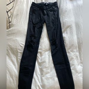 Paige black ripped low rise skinny jeans